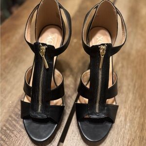 XOXO Black Zipper Heels